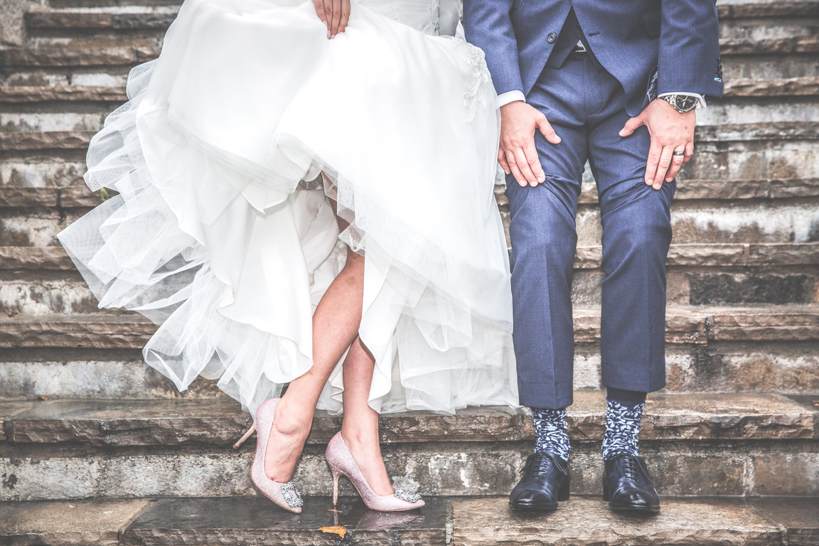 Feet of Bride and Groom